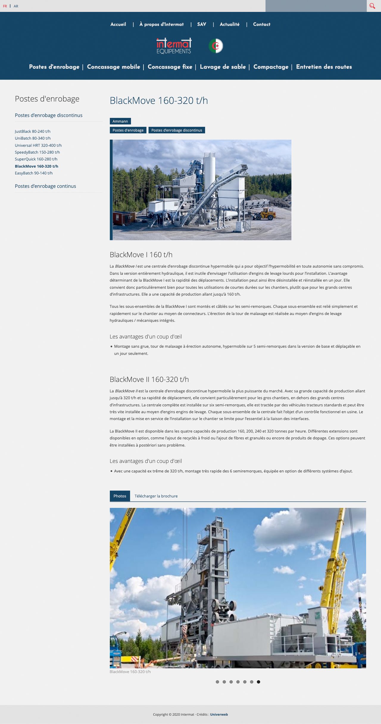 A website overview of Intermat